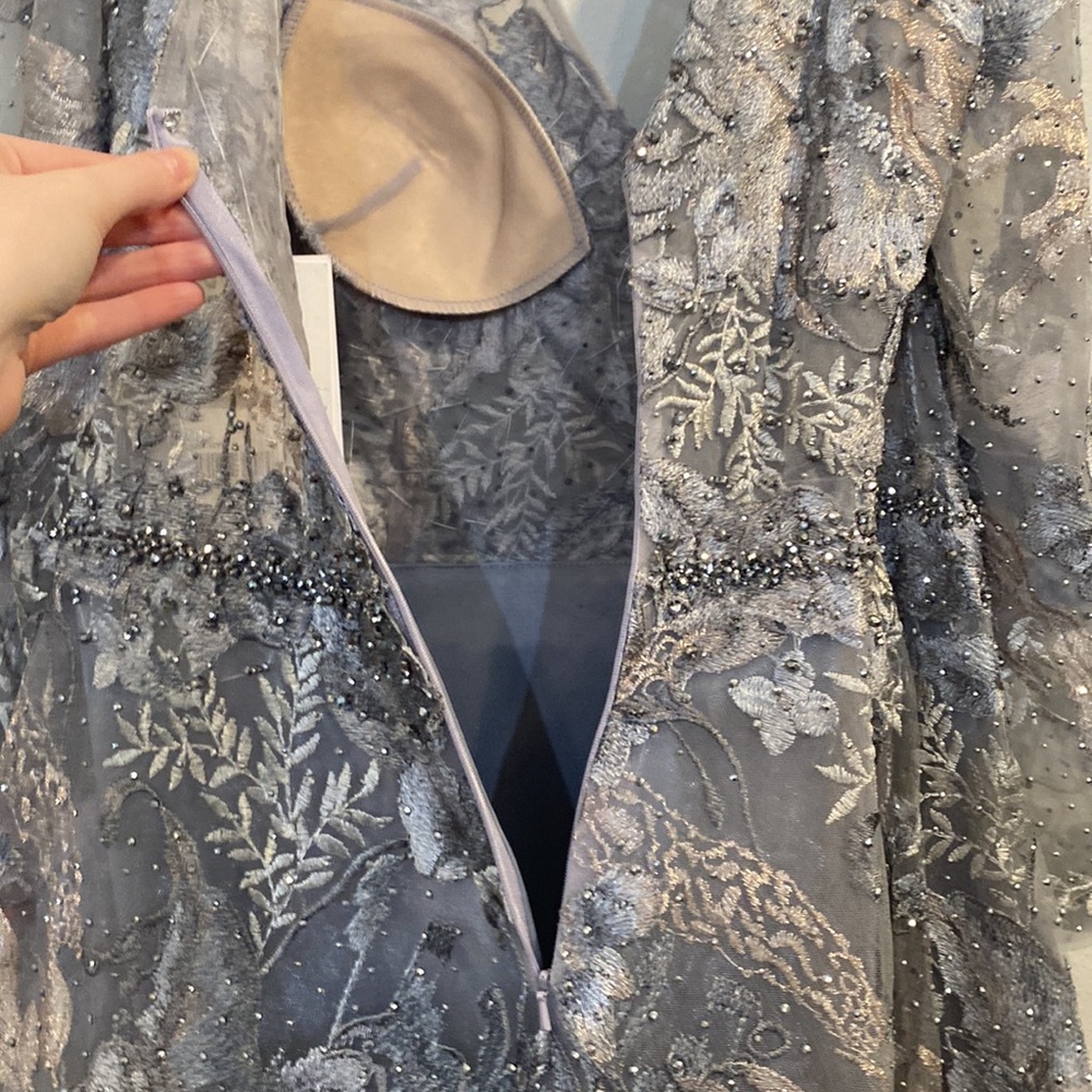 Mac Duggal Long Sleeve Beaded Appliqué Gown [Size: 16] Style #20214 - Picture 9 of 16